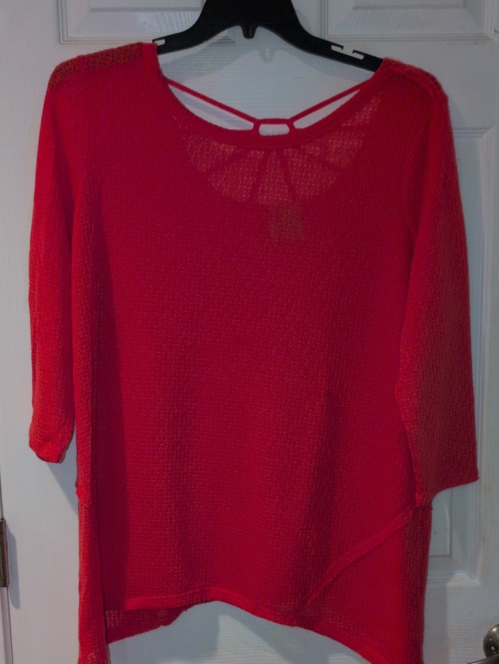 Orange-Red Lightweight Knit Top with Strappy Back